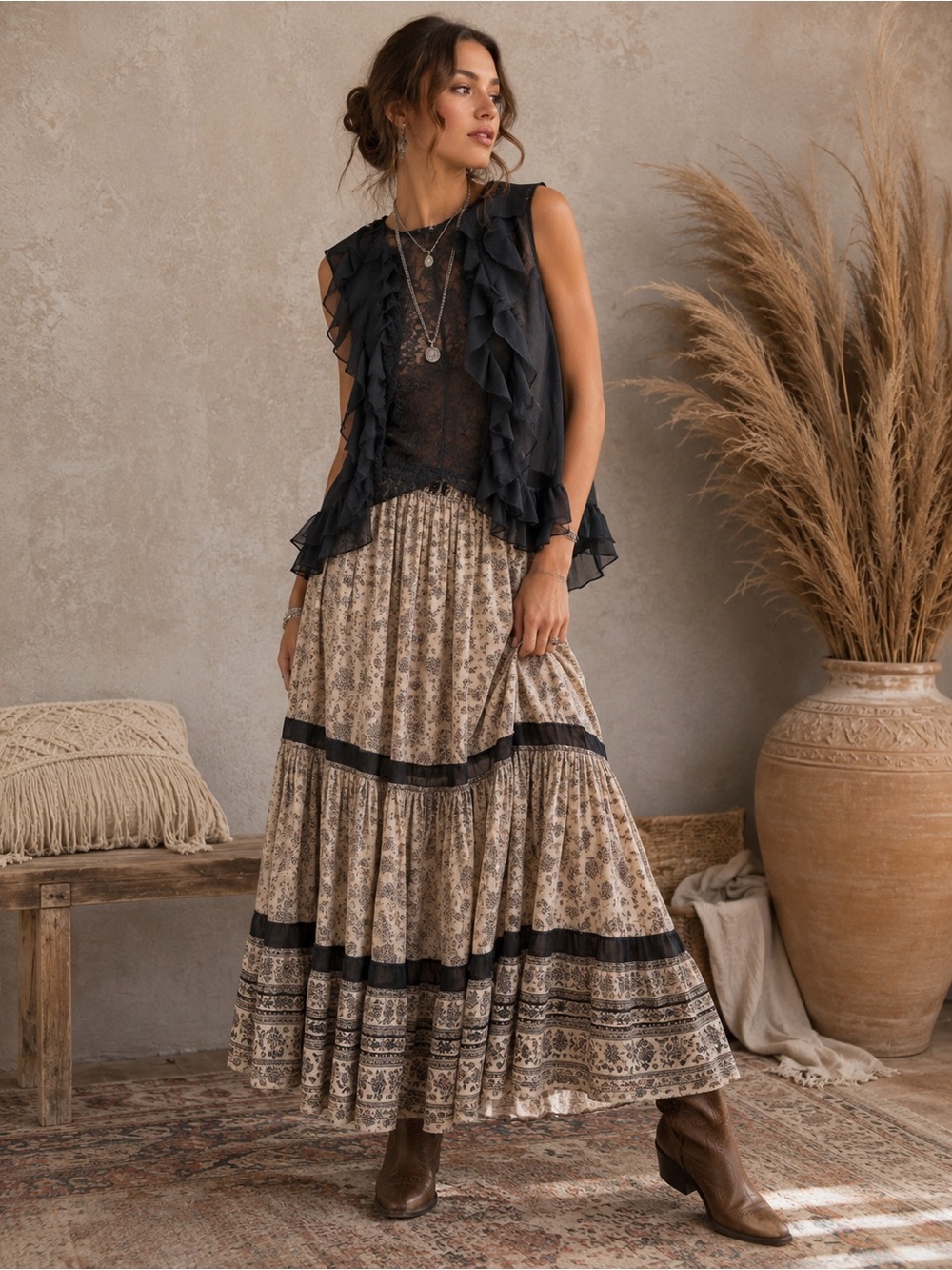 Cynthia Rowley Lace Boho Vest Large